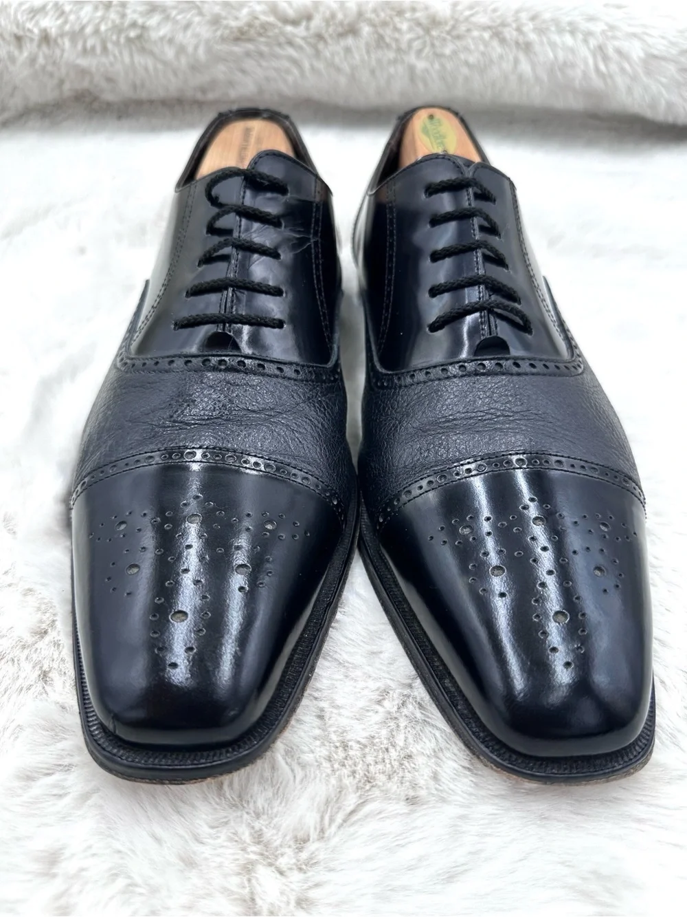 Mezlan Tyson II Men’s Calf & Deerskin Oxford Shoes Size 13 Black leather